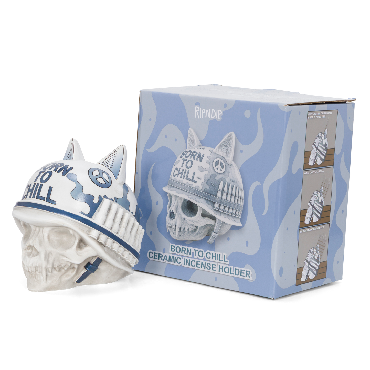 Born To Chill Ceramic Incense Holder (Indigo)