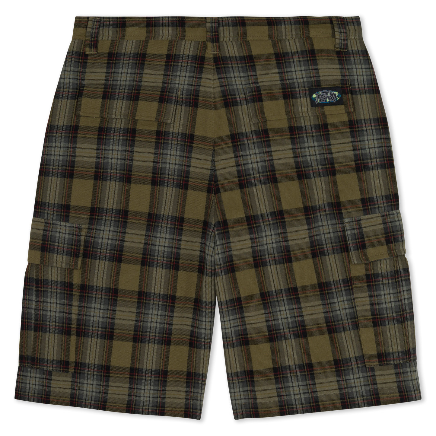 Hansen Wide Fit Cargo Shorts (Olive Plaid)