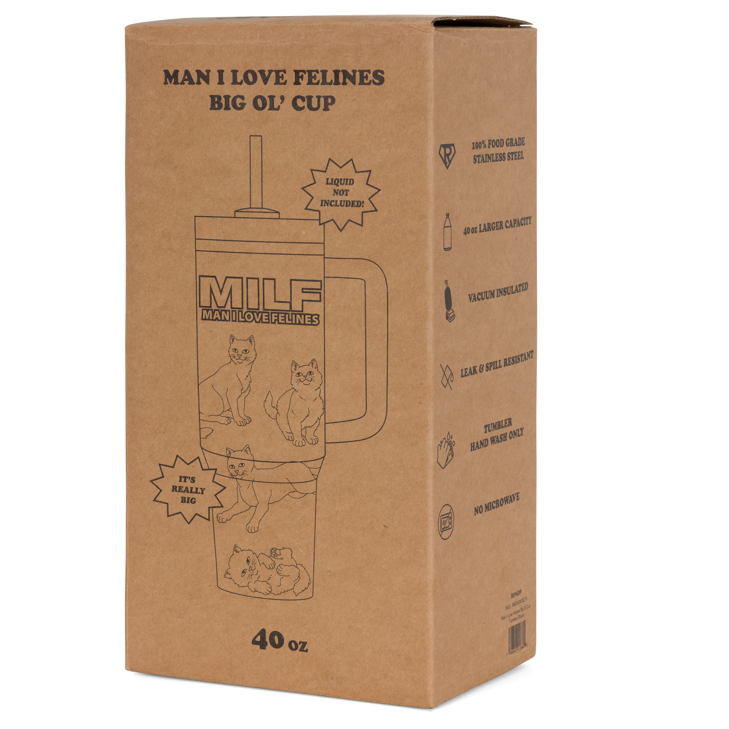 Man I Love Felines Big Ol Cup Tumbler (Black)