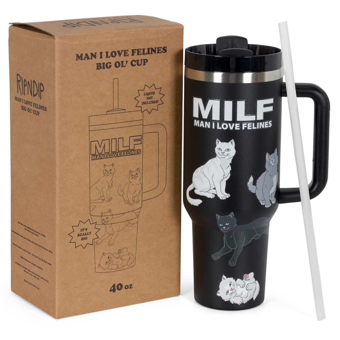 Man I Love Felines Big Ol Cup Tumbler (Black)