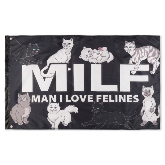 Man I Love Felines Flag (Black)