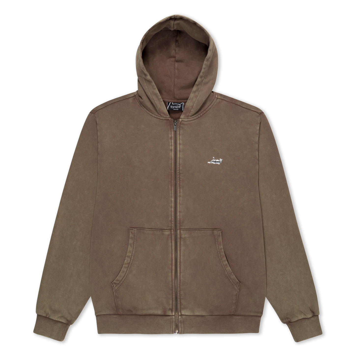Castanza Zip Up Hoodie (Brown Vintage Wash)