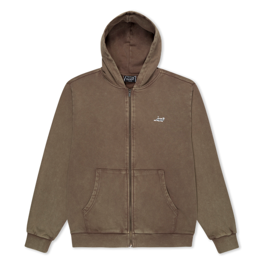 Castanza Zip Up Hoodie (Brown Vintage Wash)
