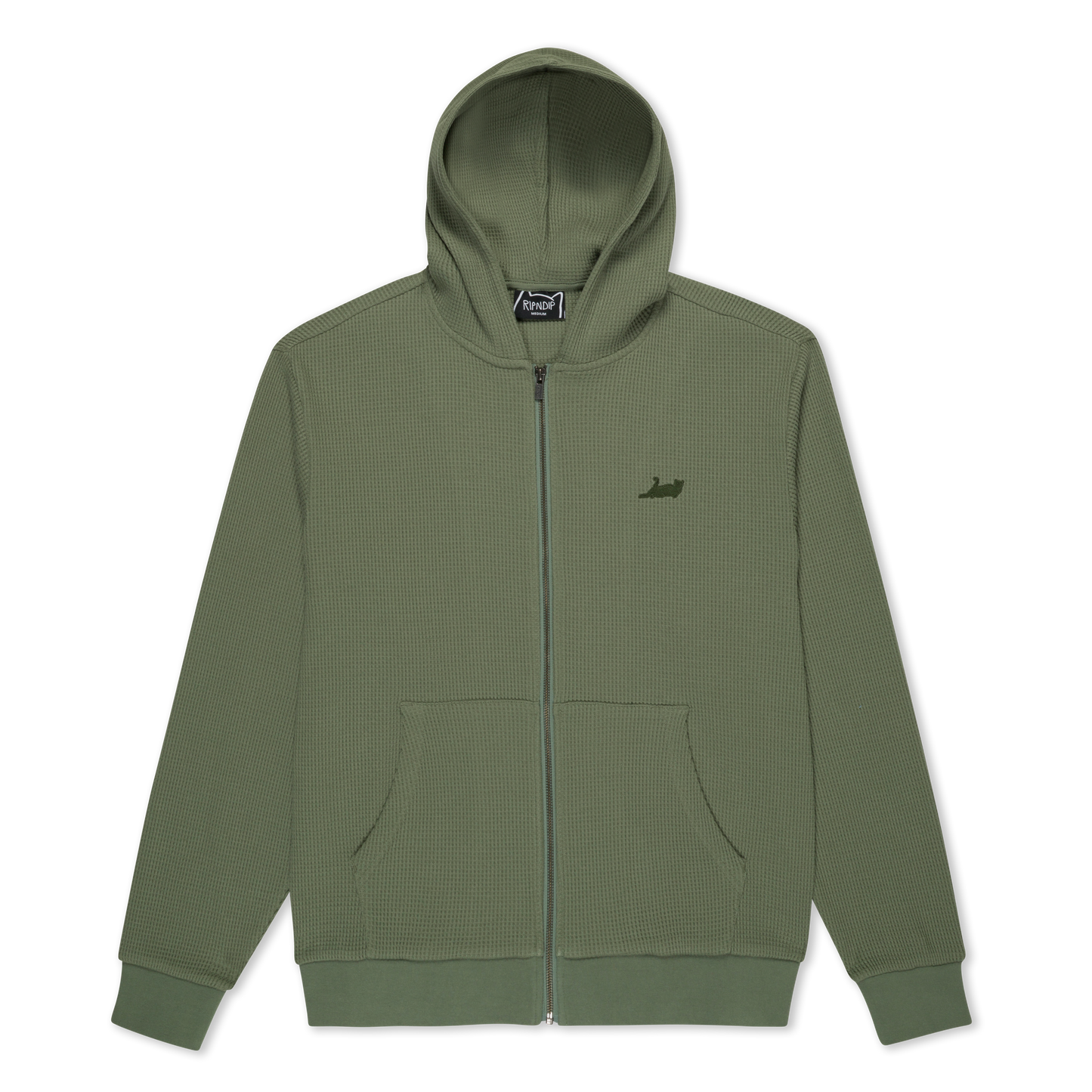 Castanza Waffle Knit Zip Up Hoodie (Olive)