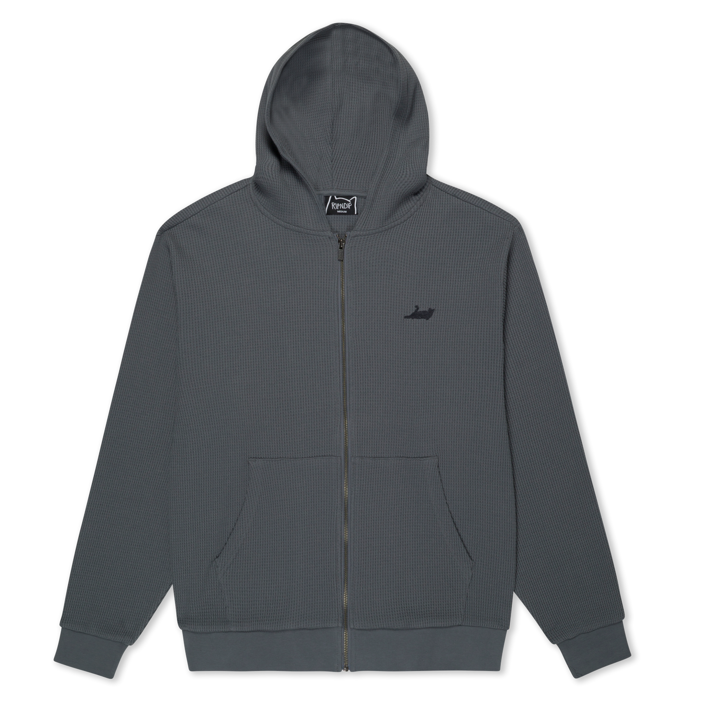 Castanza Waffle Knit Zip Up Hoodie (Charcoal)
