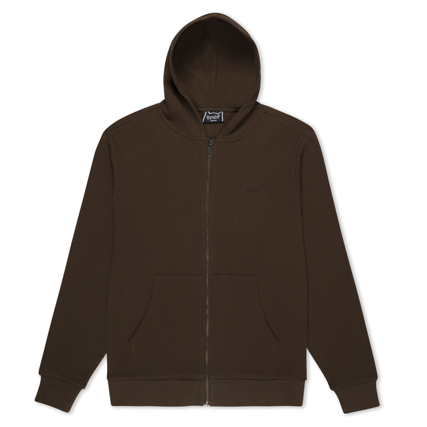 Castanza Waffle Knit Zip Up Hoodie (Brown)