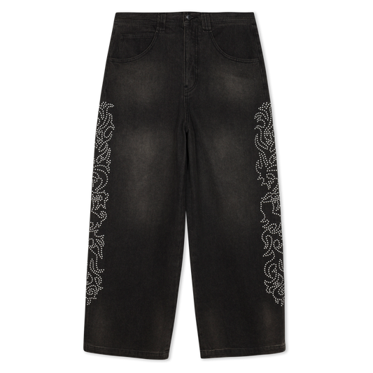 Pretty Flacko Extra Wide Leg Pants (Black Vintage Wash Denim)
