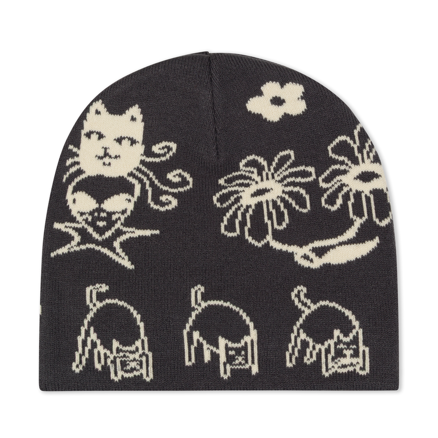 Blonded Skull Beanie (Charcoal)