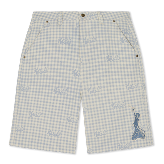 Hard In Da Paint Wide Fit Shorts (Light Blue Checker)