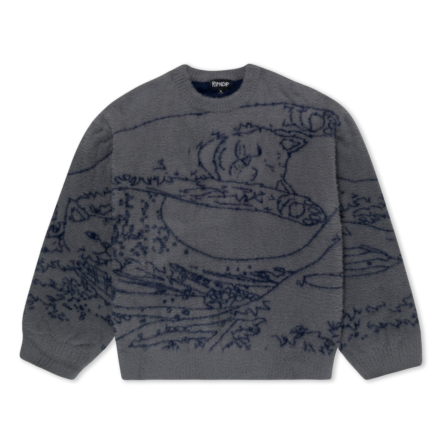 Great Wave Of Nerm Reversible Sweater (Grey / Navy)