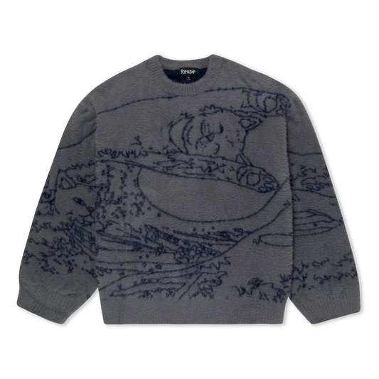 Great Wave Of Nerm Reversible Sweater (Grey / Navy)