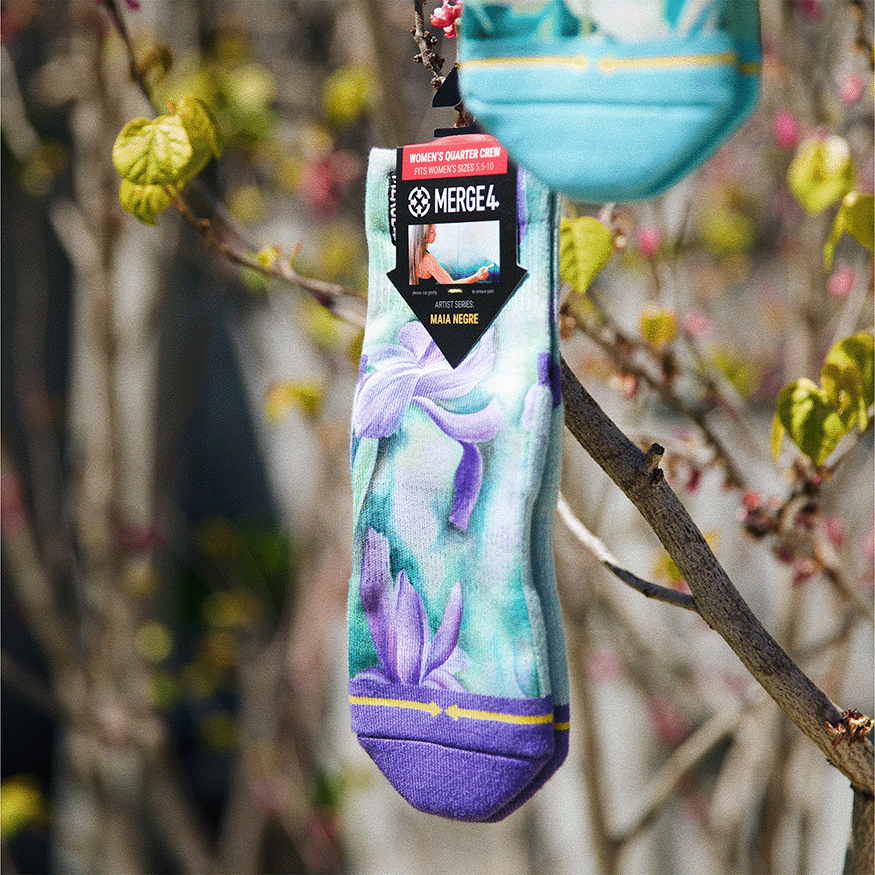 Irises Women's Quarter Crew Socks With Art By Maia Negre