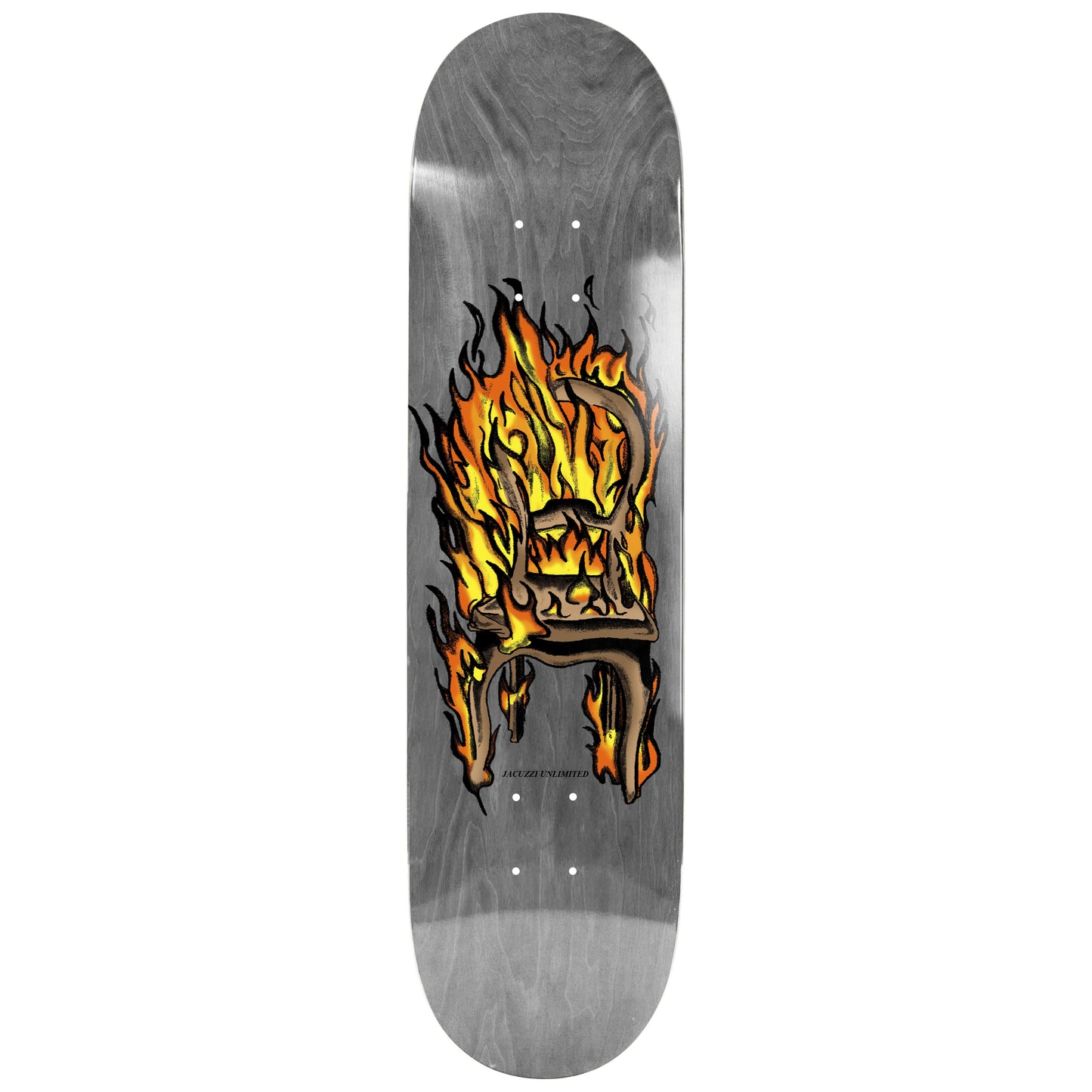 Jacuzzi Chair on Fire Twin Tail EX7 Grey 8.5" Skateboard Deck