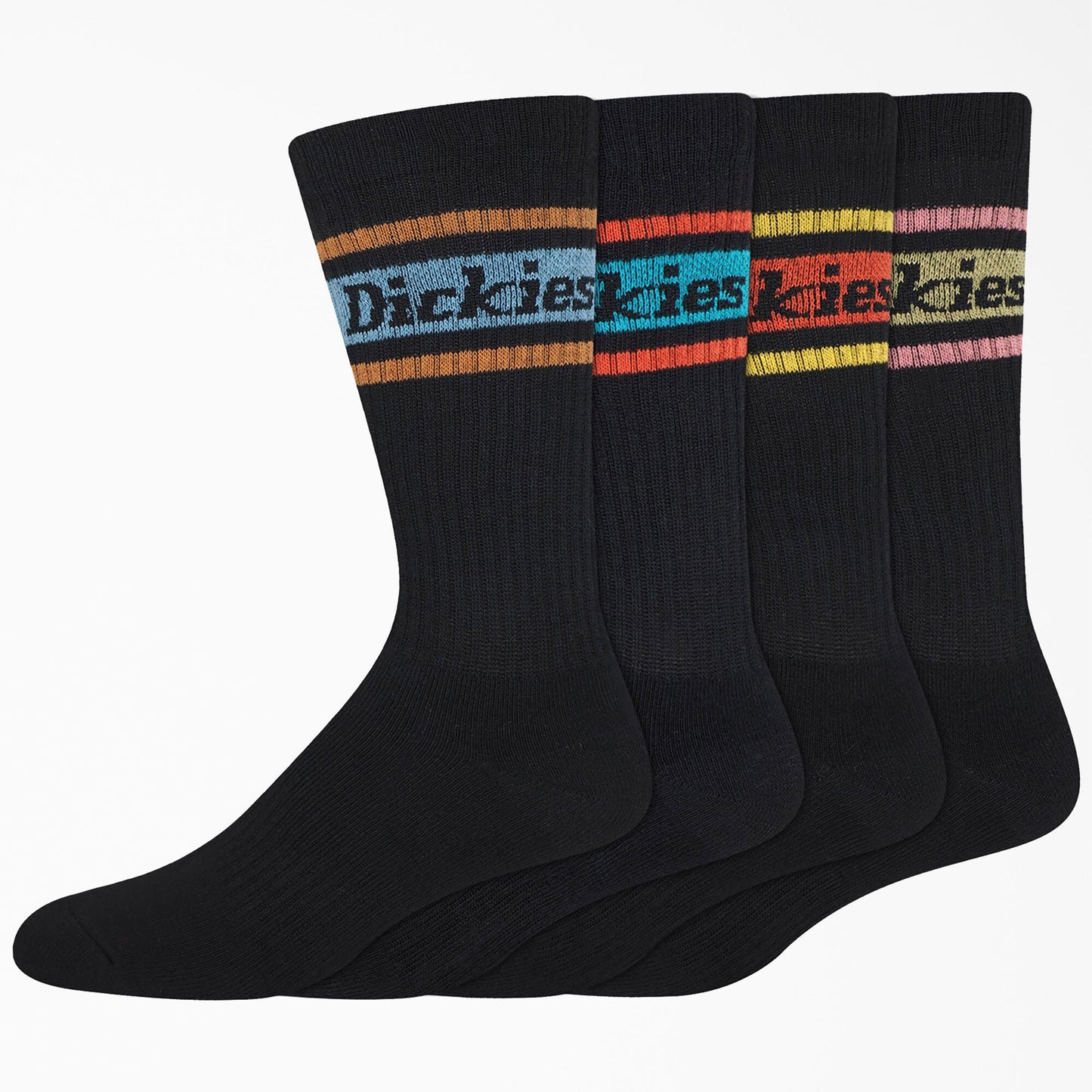 Dickies 4-Pack Skate Rugby Strip Crew Socks - Black (BSN)