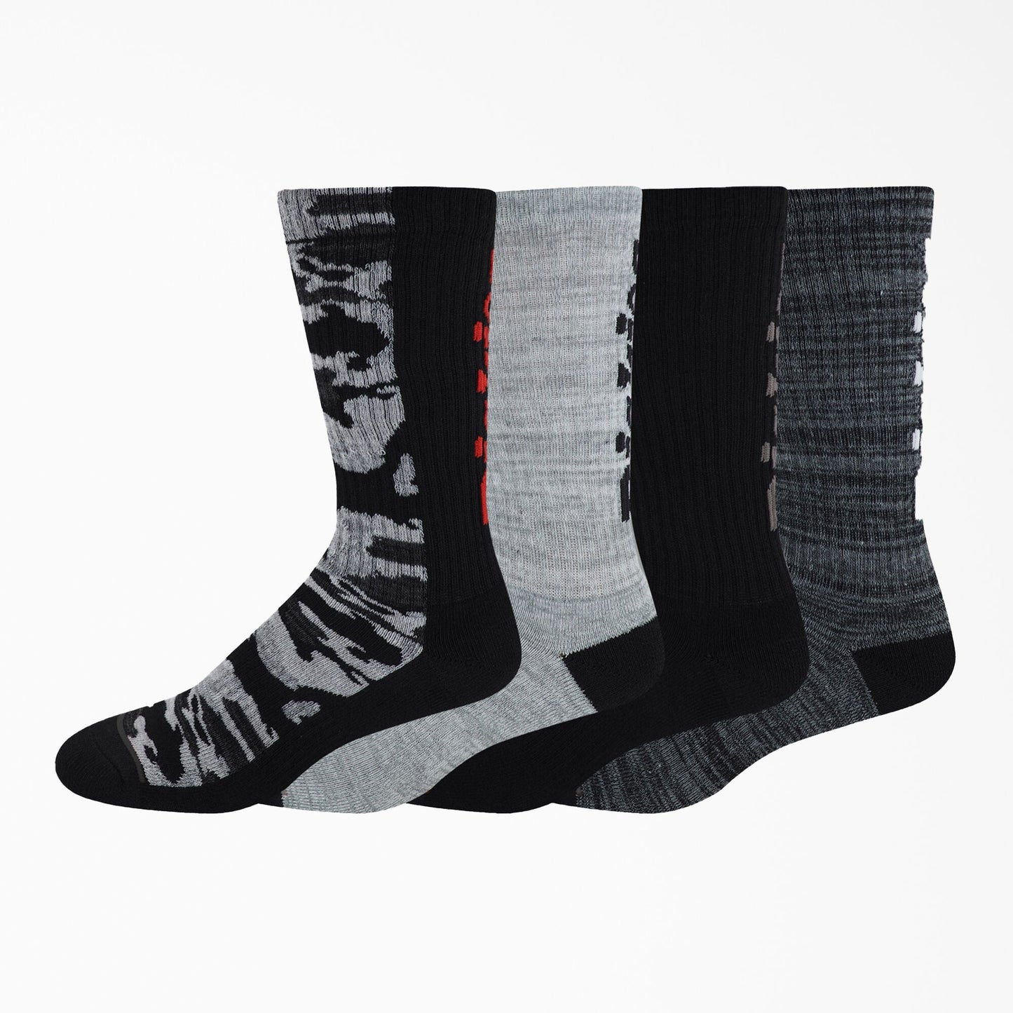 Dickies Logo Crew Socks -  Black Gray Marled