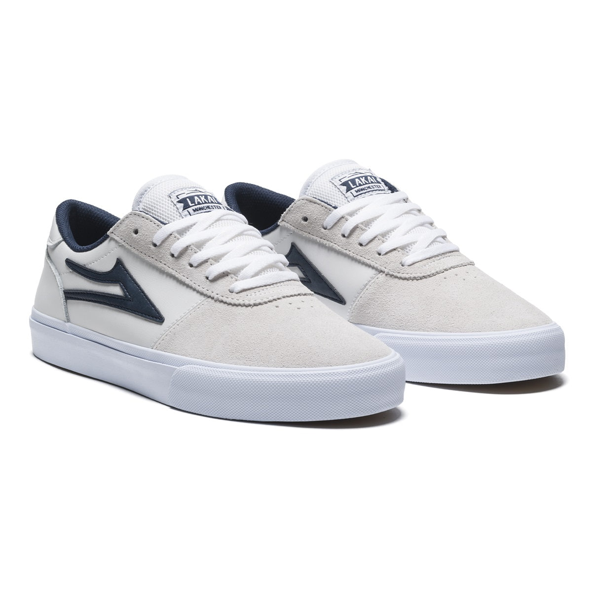 Lakai Shoes Manchester - White/Navy Suede - Bow Shock Marketplace