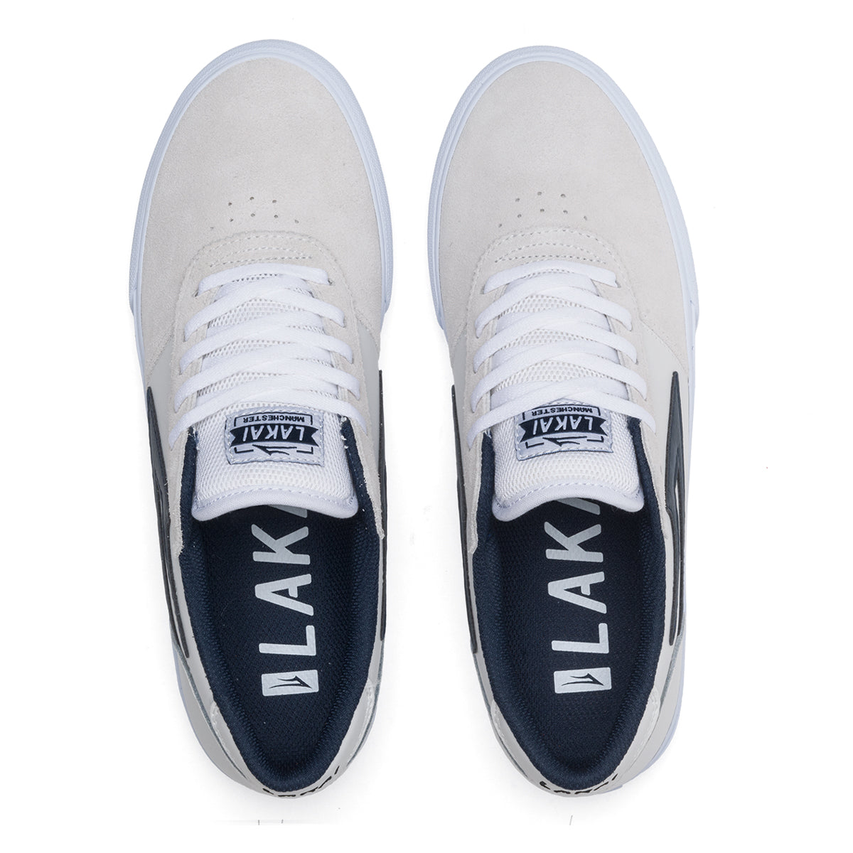 Lakai Shoes Manchester - White/Navy Suede - Bow Shock Marketplace
