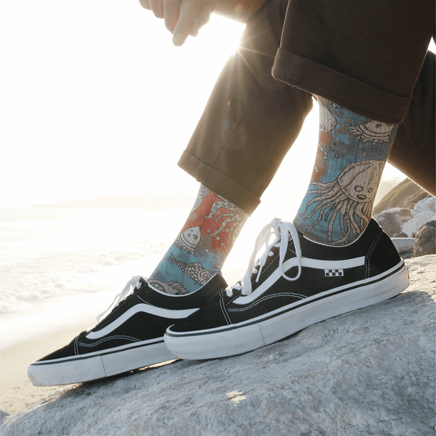 Artful Oceans Creatures Crew Socks With Art By Bad Otis Link