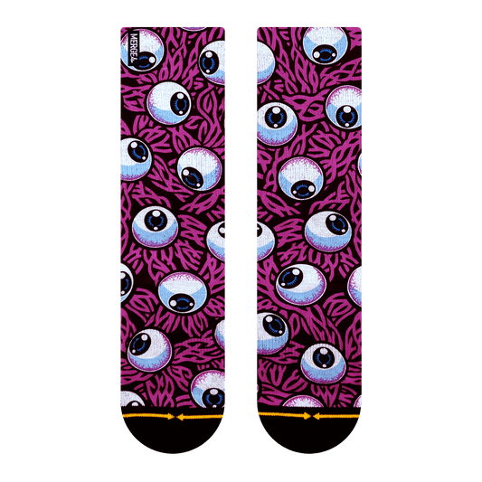 Eyeball Pink Crew MERGE4 Socks With Art By Jimbo Phillips