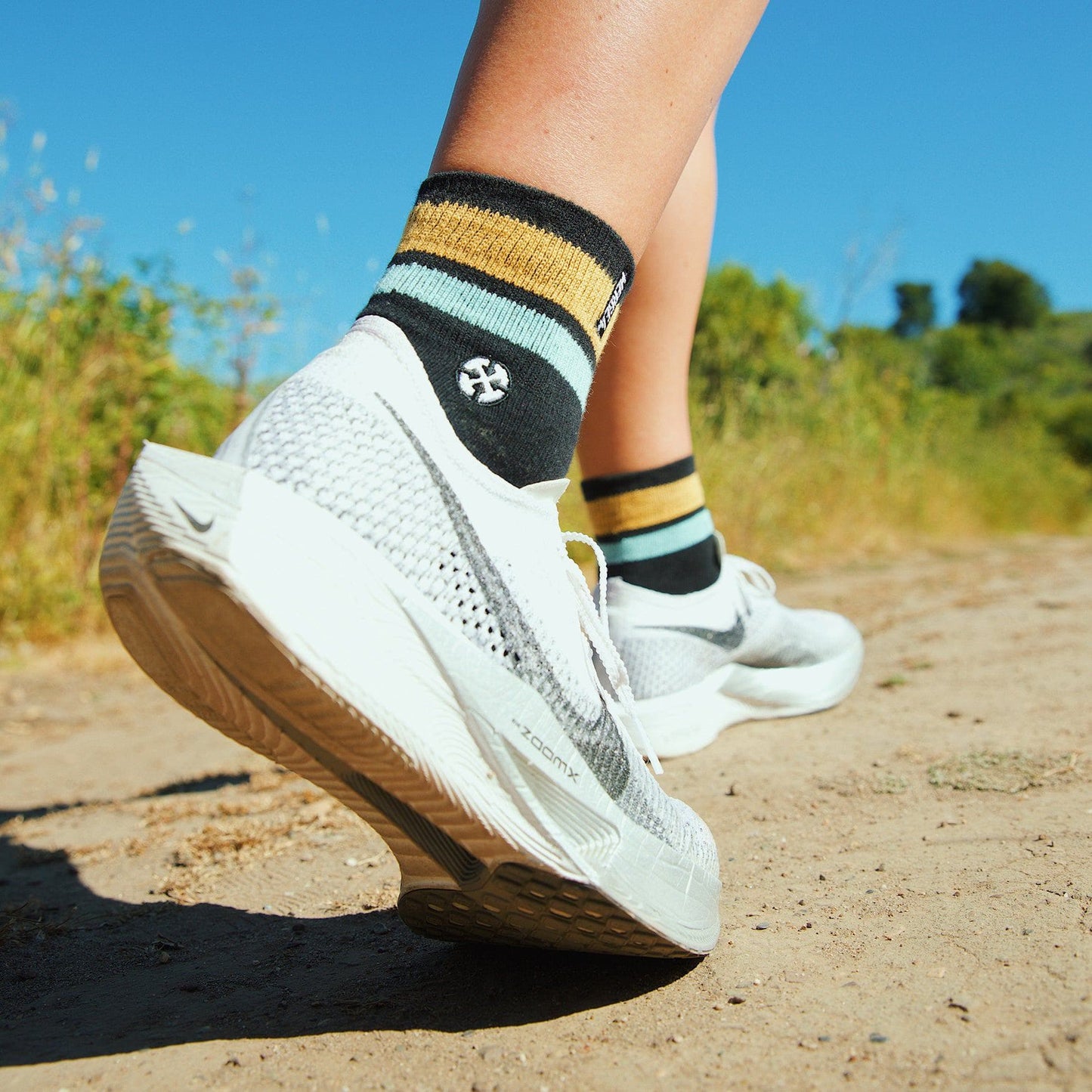 Organic Cotton Black/Orange Quarter Crew Socks