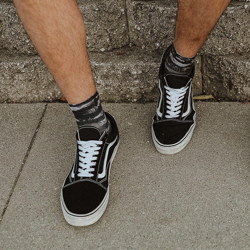 Black Water Color Quarter Crew Sock