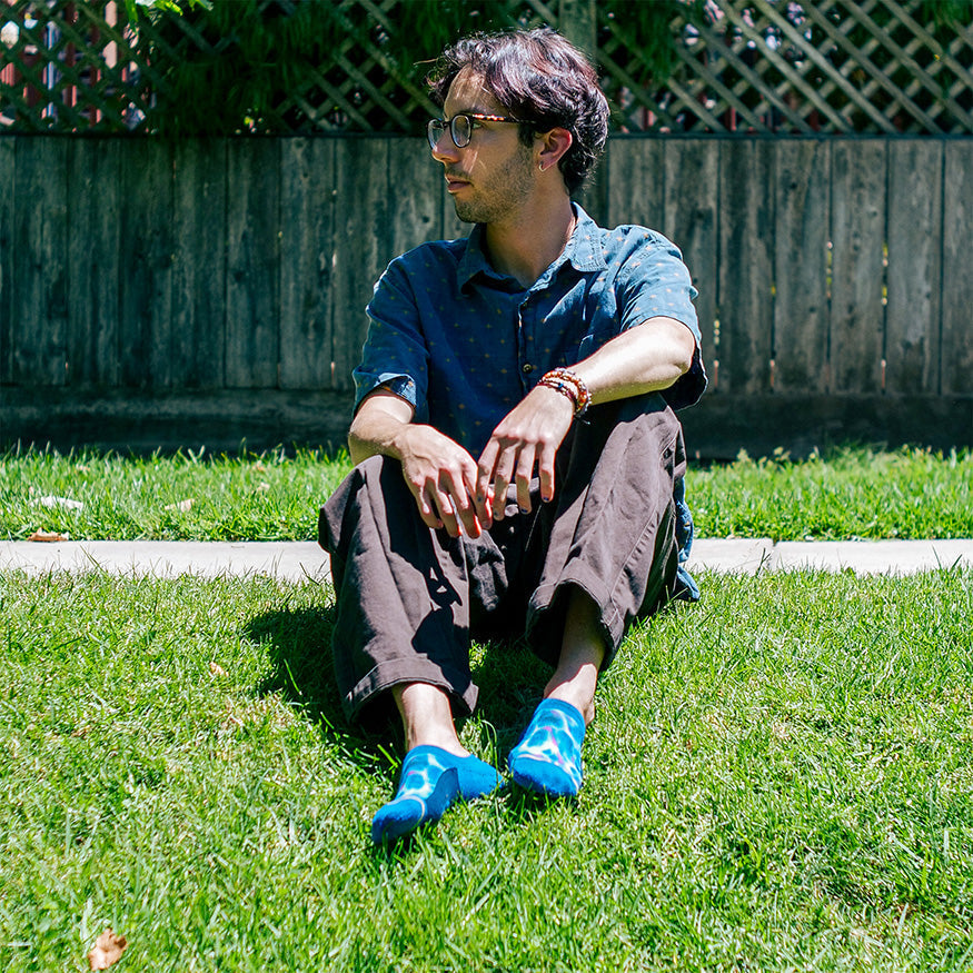 Blue Water No Show Sock With Art By Daniel Jean-Baptiste