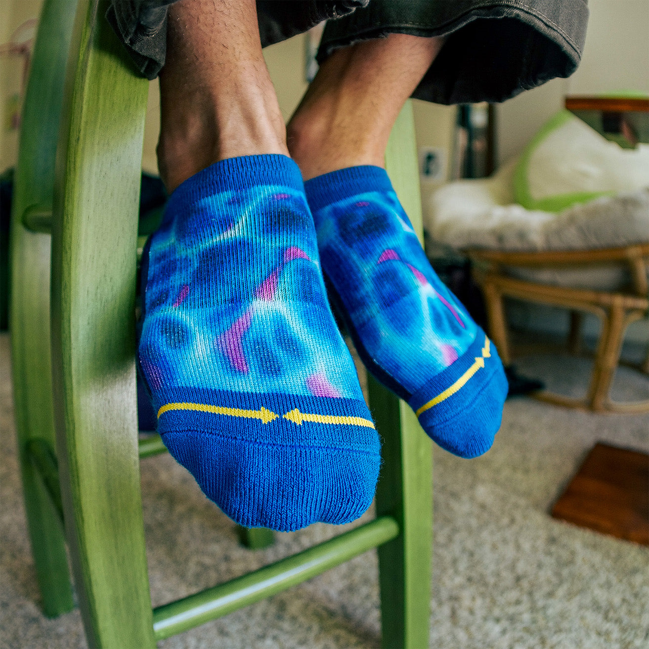 Blue Water No Show Sock With Art By Daniel Jean-Baptiste