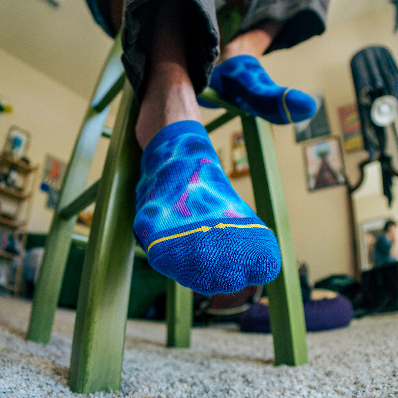 Blue Water No Show Sock With Art By Daniel Jean-Baptiste