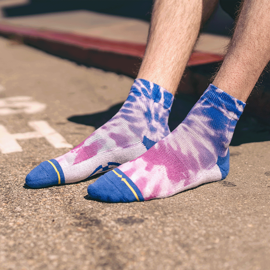 Purple Tie Dye Quarter Crew Socks