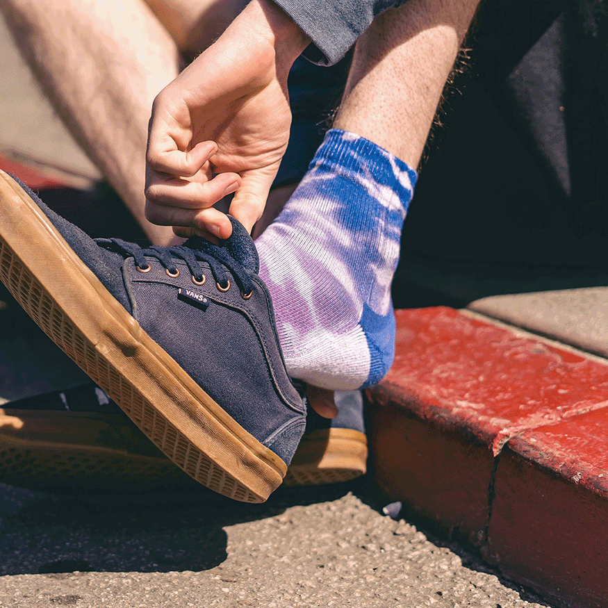 Purple Tie Dye Quarter Crew Socks