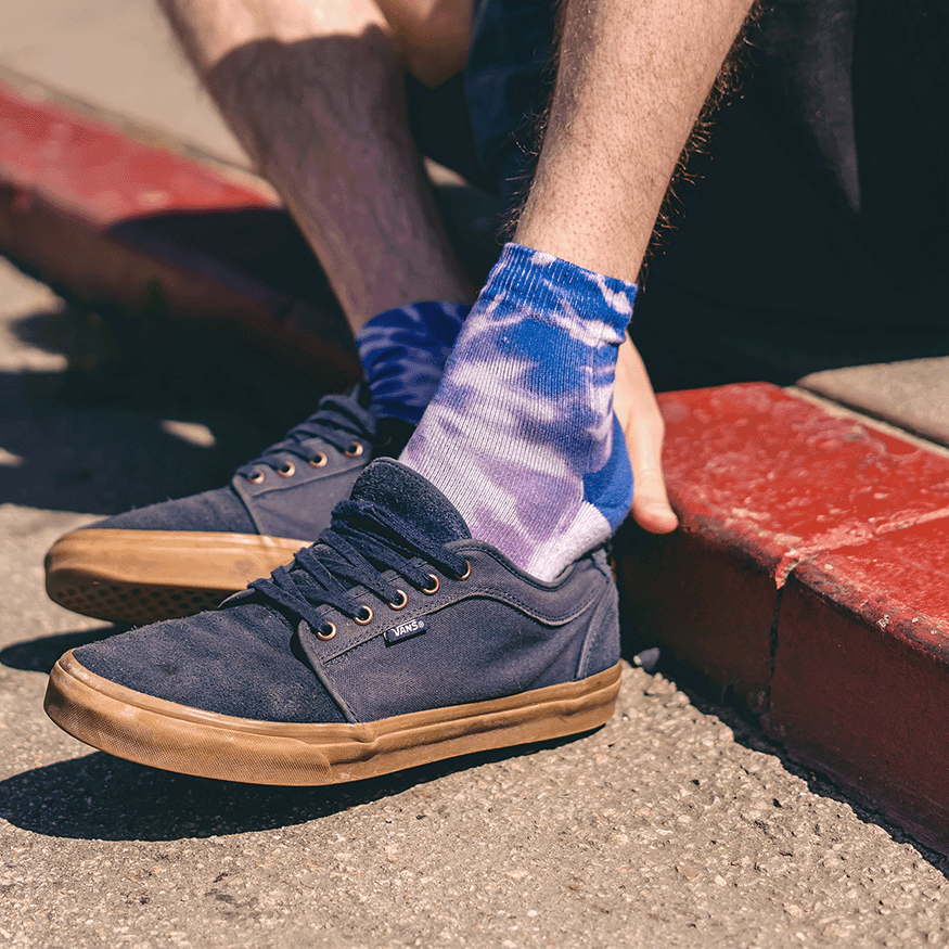 Purple Tie Dye Quarter Crew Socks