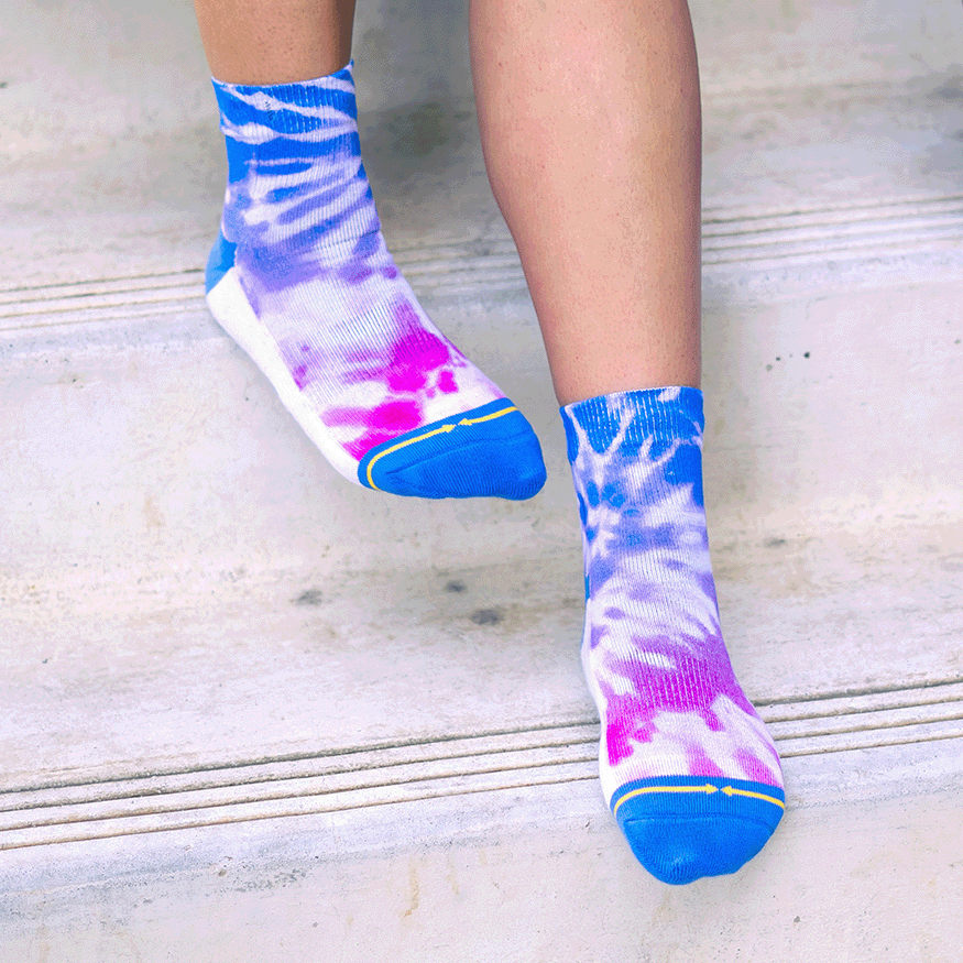 Purple Tie Dye Quarter Crew Socks