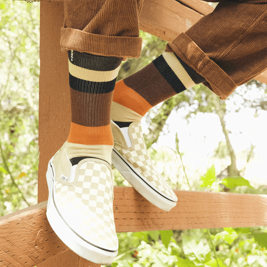 Spidey Brown Bamboo Stripes Crew Sock