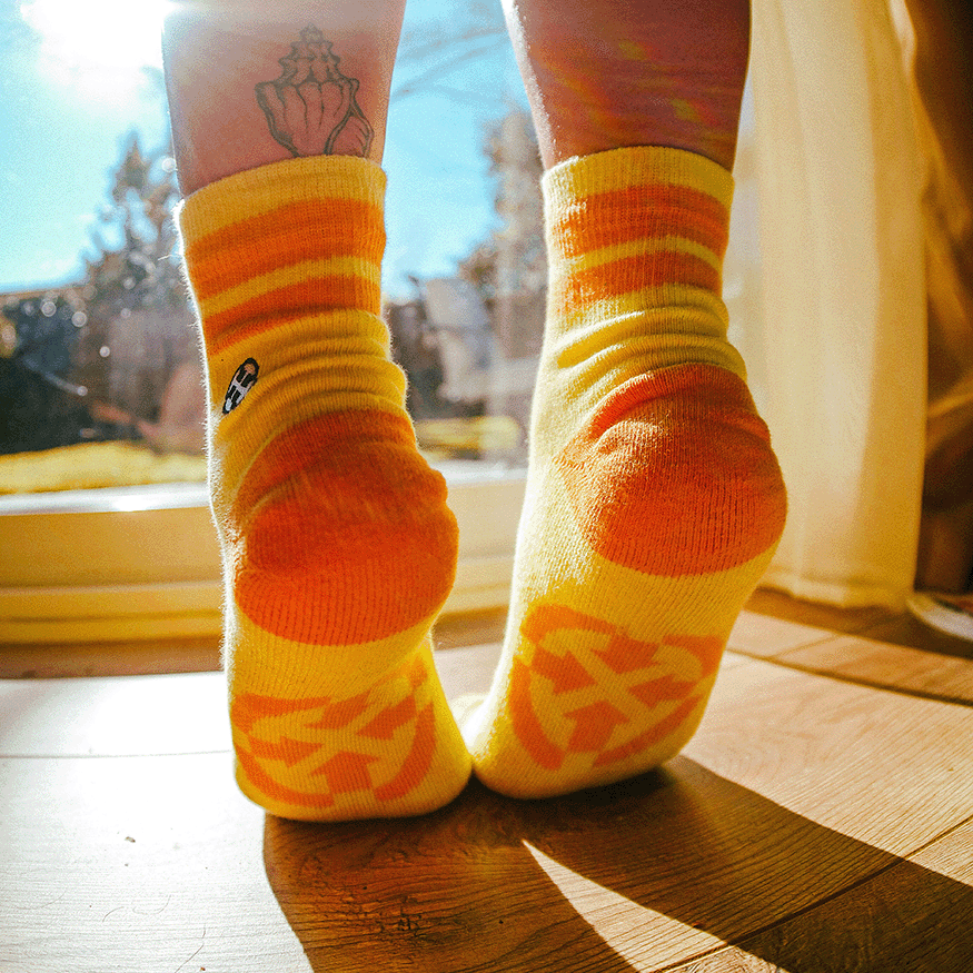 Organic Cotton Butter/Orange Quarter Crew Socks