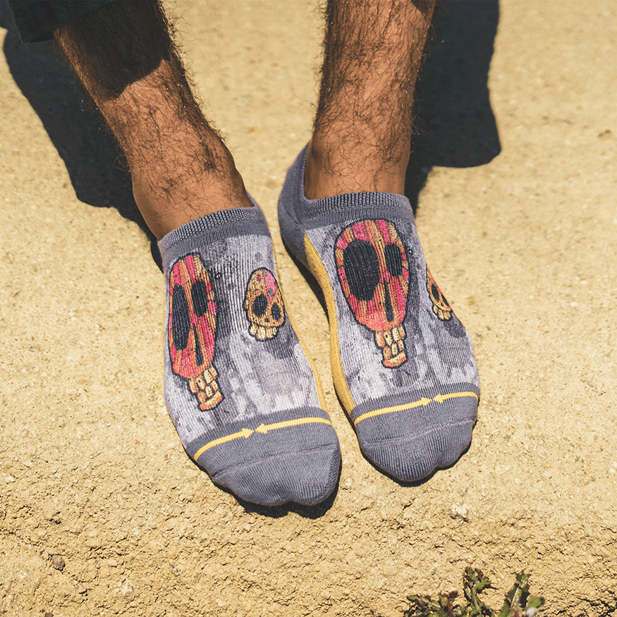 Candy Skulls No Show Socks With Art By Bad Otis Link