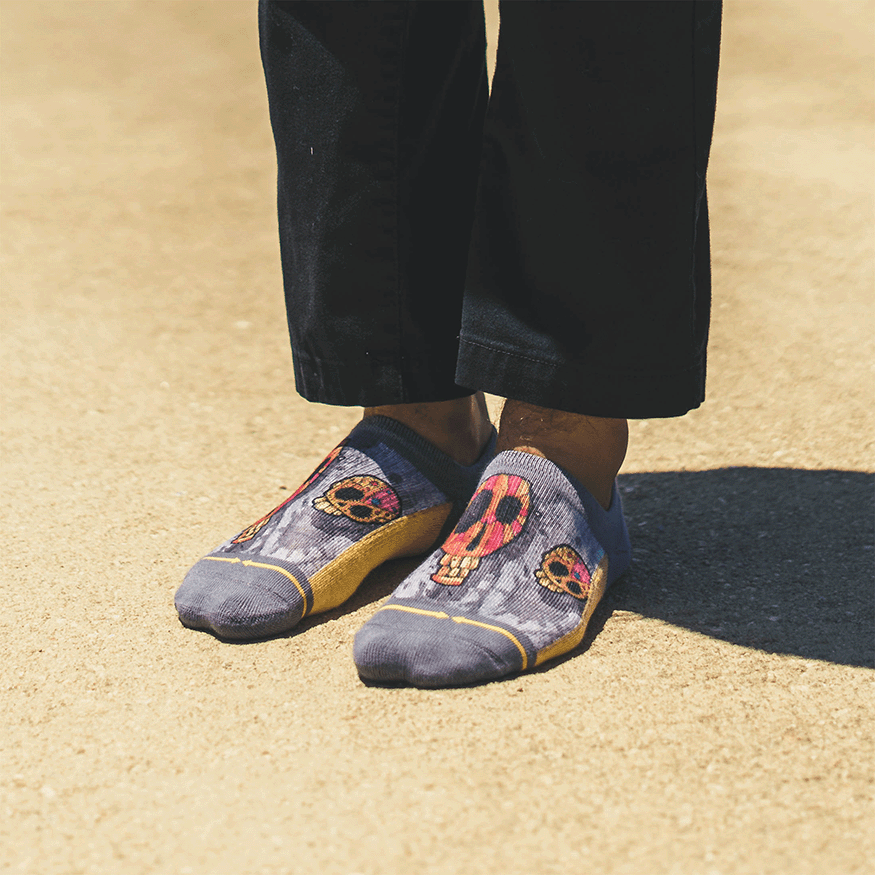 Candy Skulls No Show Socks With Art By Bad Otis Link