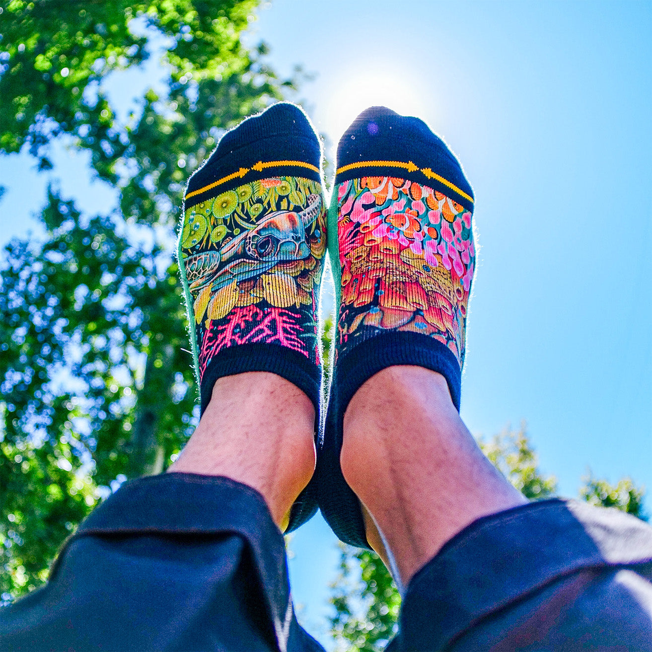 Coral Reef No Show Socks With Art By Caia Koopman