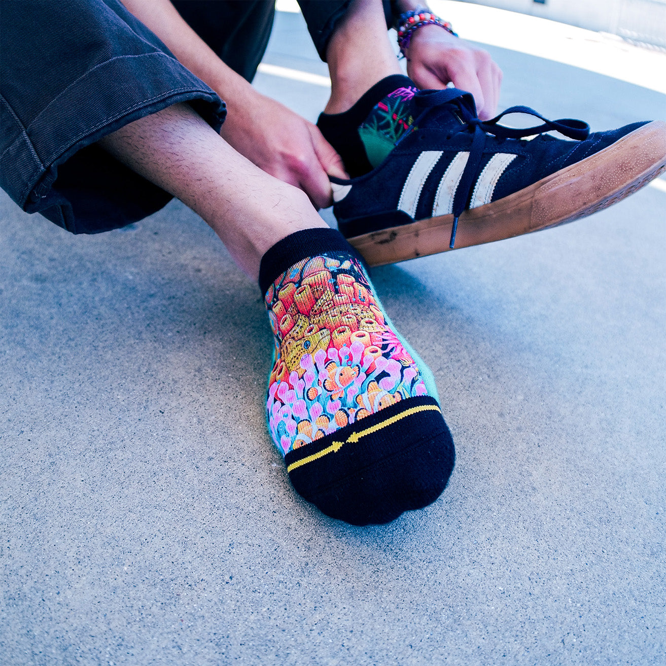 Coral Reef No Show Socks With Art By Caia Koopman