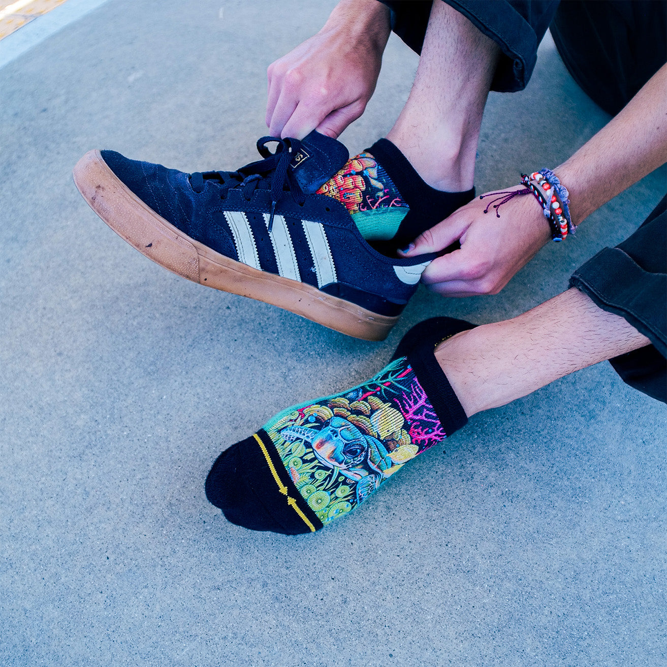 Coral Reef No Show Socks With Art By Caia Koopman