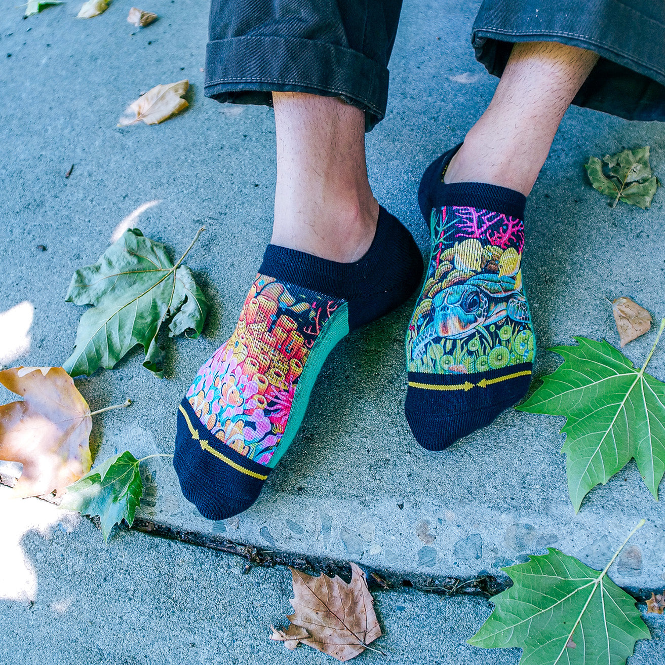 Coral Reef No Show Socks With Art By Caia Koopman