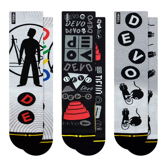 DEVO Black, White and Red Crew Socks 3-Pack