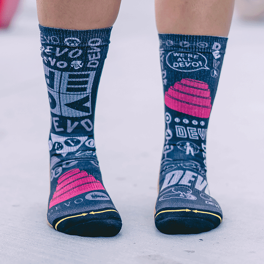 DEVO Black, White and Red Crew Socks 3-Pack
