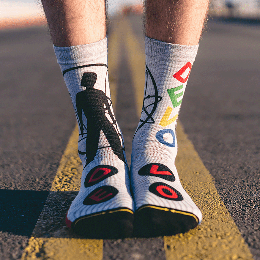 DEVO Black, White and Red Crew Socks 3-Pack