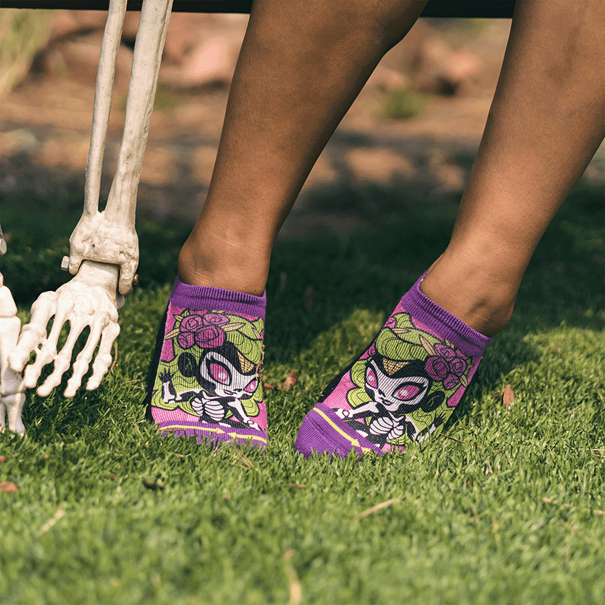 Doll of the Dead No Show Sock With Art By Belle Dee