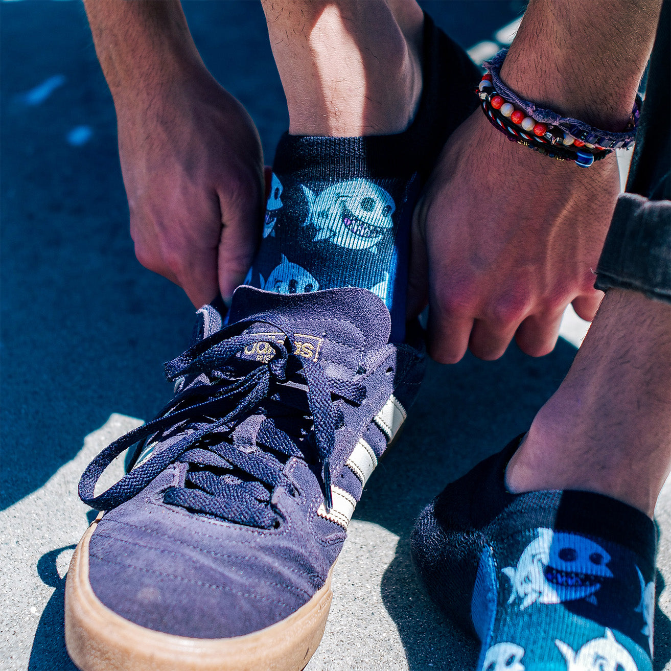 Fat Shark No Show Socks With Art By Chump Magic