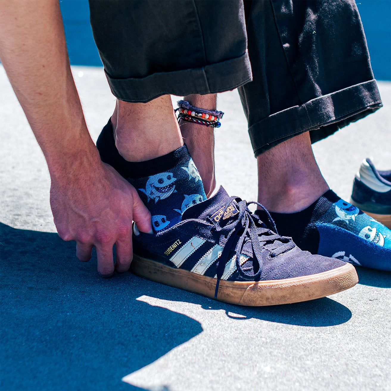 Fat Shark No Show Socks With Art By Chump Magic