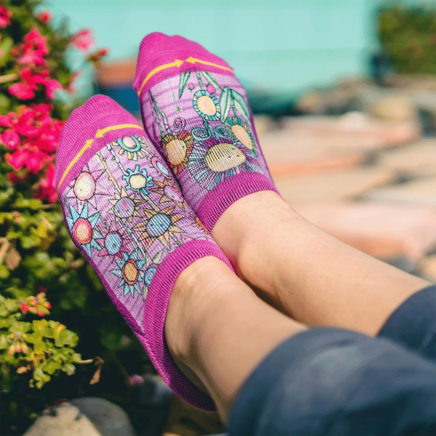 Floral No Show Sock With Art By Bad Otis Link