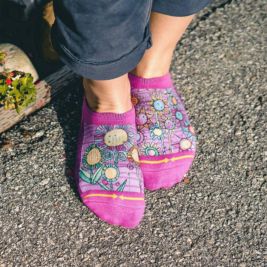 Floral No Show Sock With Art By Bad Otis Link