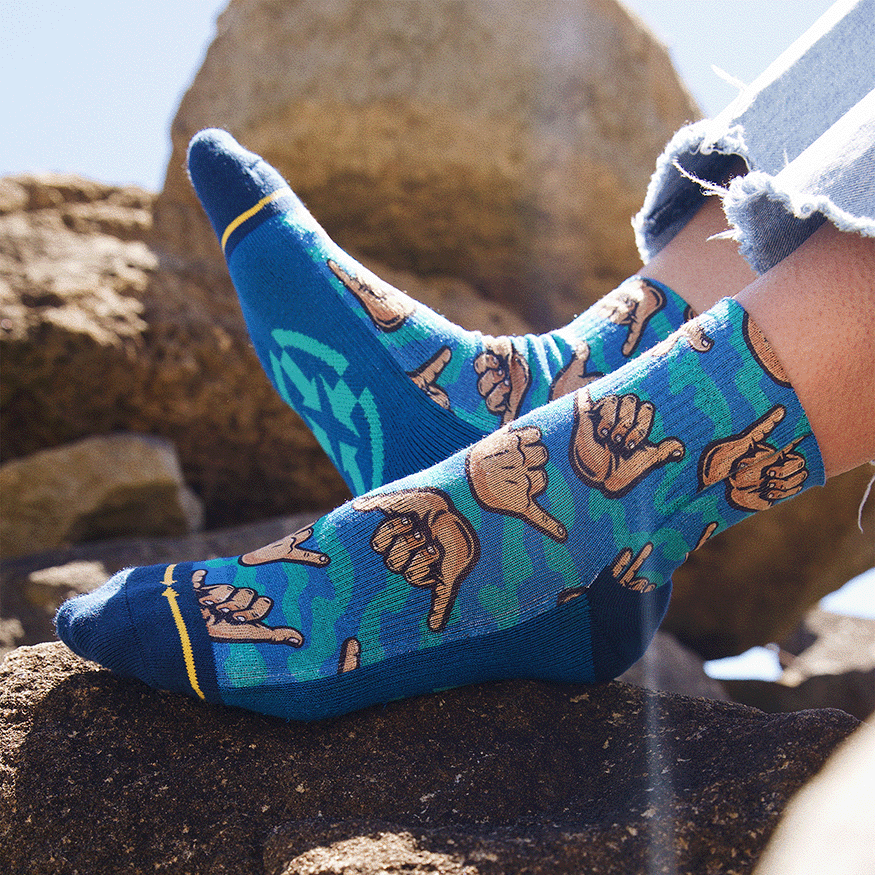 Shaka Quarter Crew Socks With Art By Jimbo Phillips