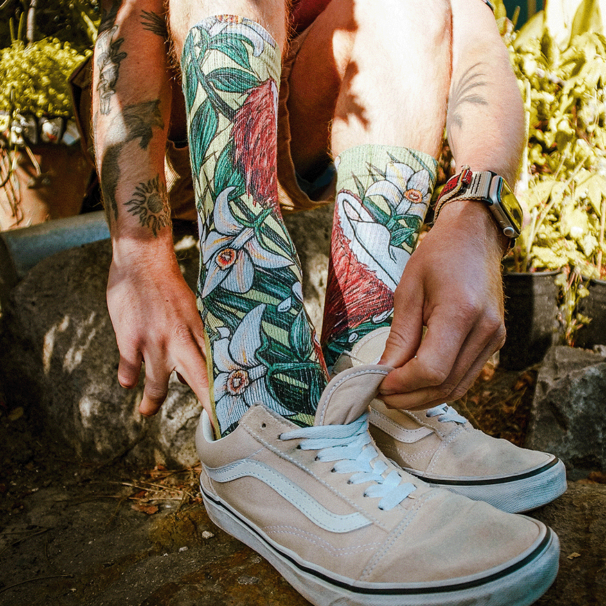 Coconut Crew Socks with Art by Kaia Myall
